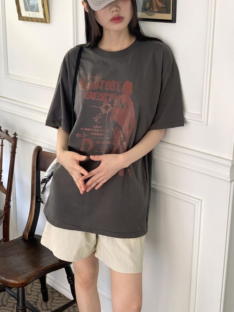 Bontu Summer Printed Overfit Short Sleeve T-Shirt