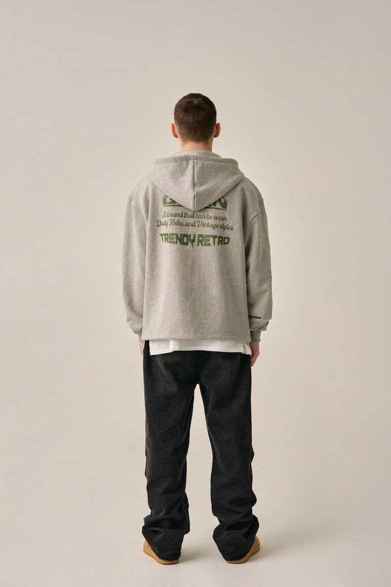 BOTTOM LESS HOOD ZIP-UP - GRAY
