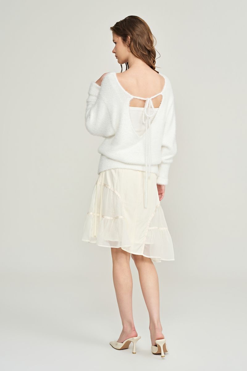 Souffle deep v-neck cardigan, Ivory