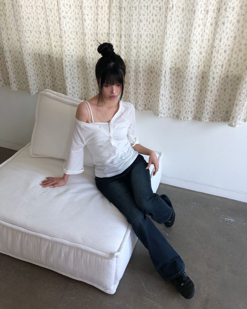 (Denim) Ranon High-Waist Bootcut Pants