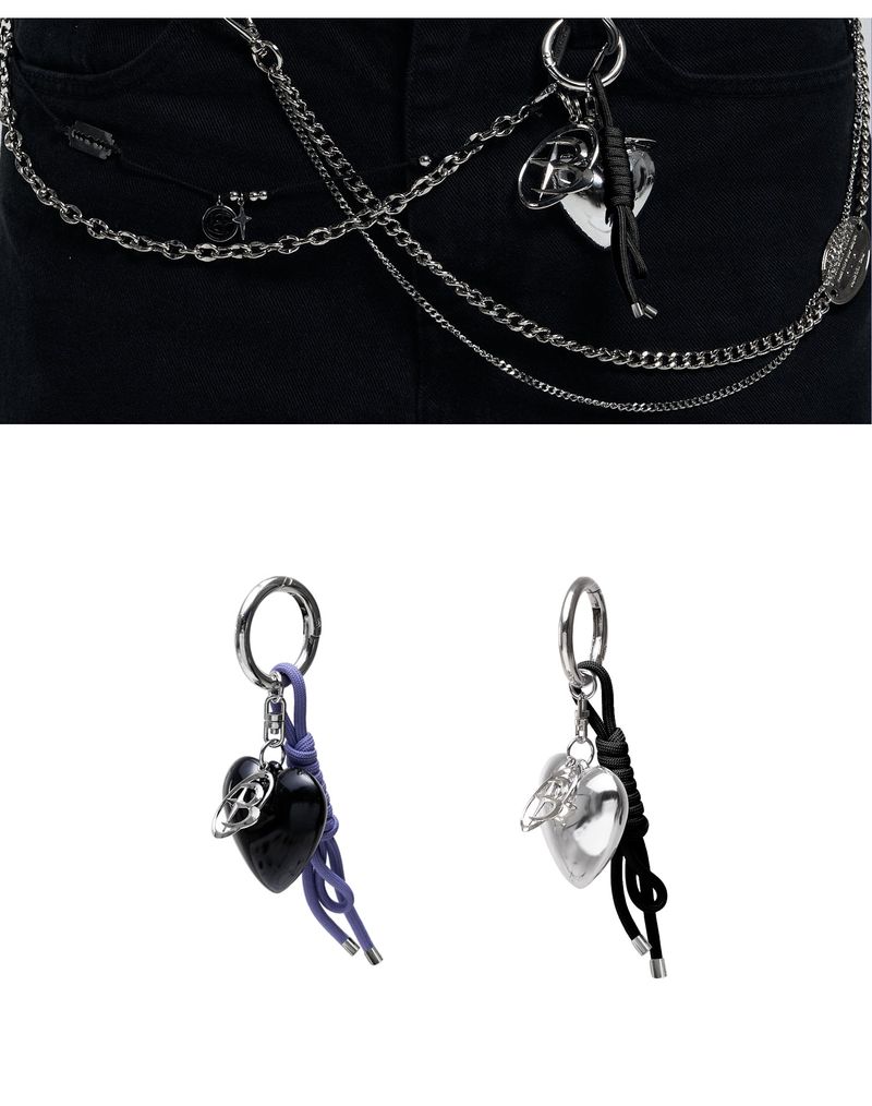 Bubbly Heart Keyring-Silver