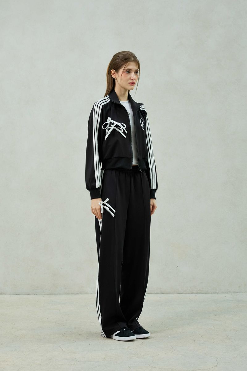 RIBBON JERSEY TRACK TOP / BLACK