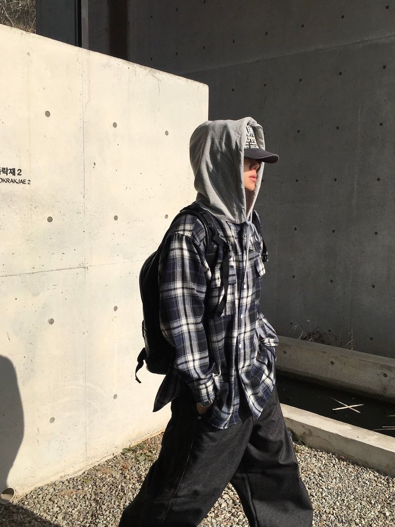Stern Peach Check Hoodie 3C