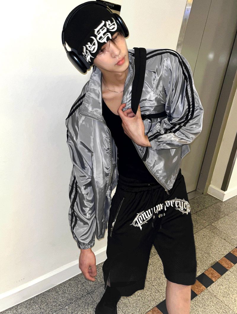 Lightweight High-Neck Side Track Wind Jacket 4color