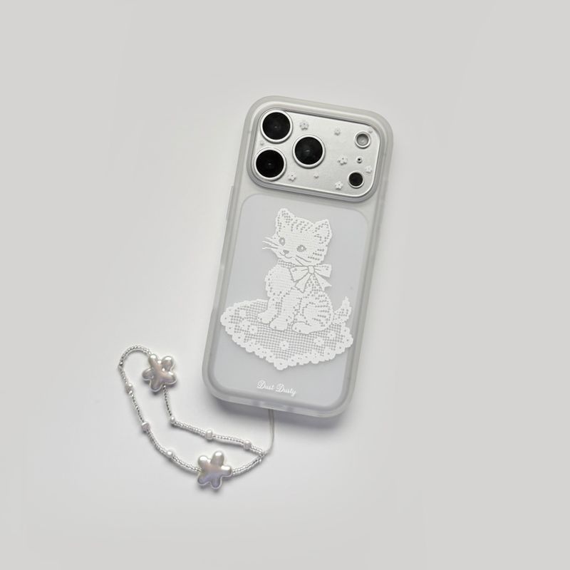 (반투명) cat lace phone case