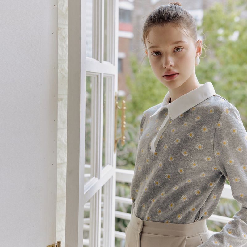 ブルームカラーＴシャツ / BLOOM COLLAR T-SHIRT_GREY