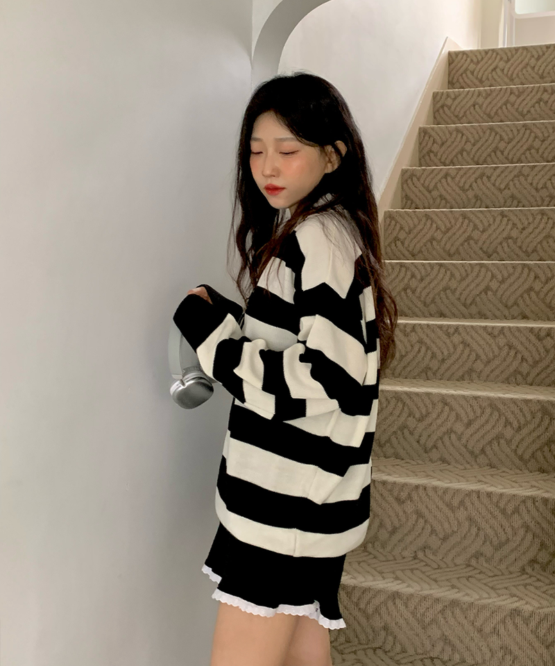 meltingyun(メルティングユン)の「ボールドストライプカラー ニット(トップス)」