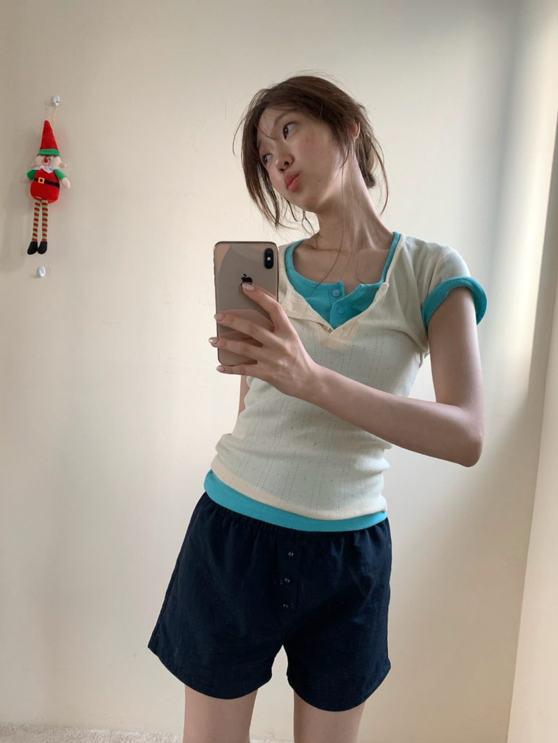 punching button short sleeve