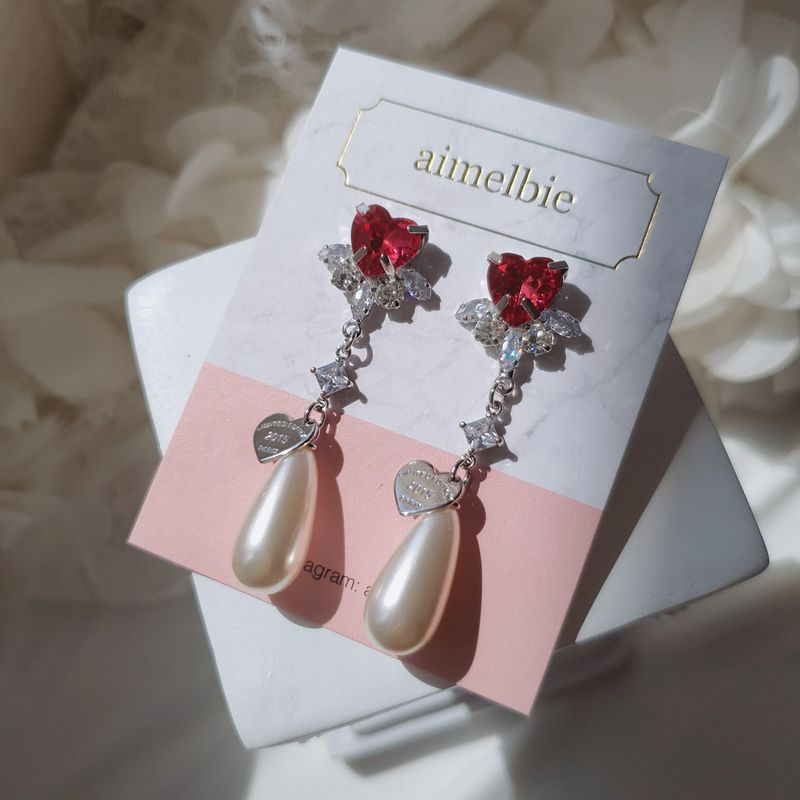 Heart Jewel Longdrop Piercing - Rosepink