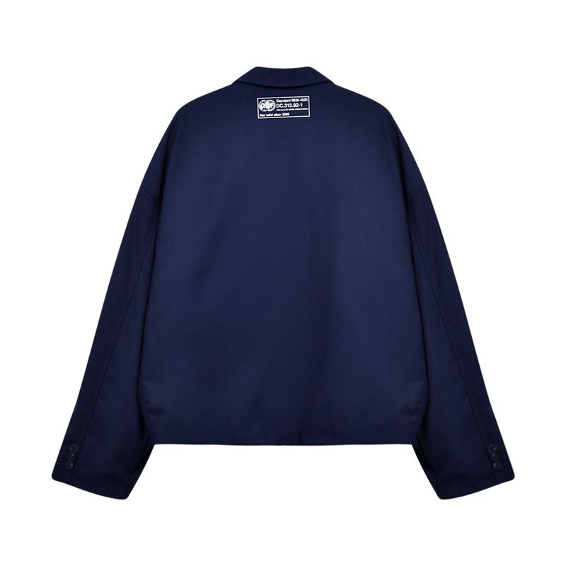 [UNISEX] Satin-Trimmed Padded Racing Jacket (Navy)