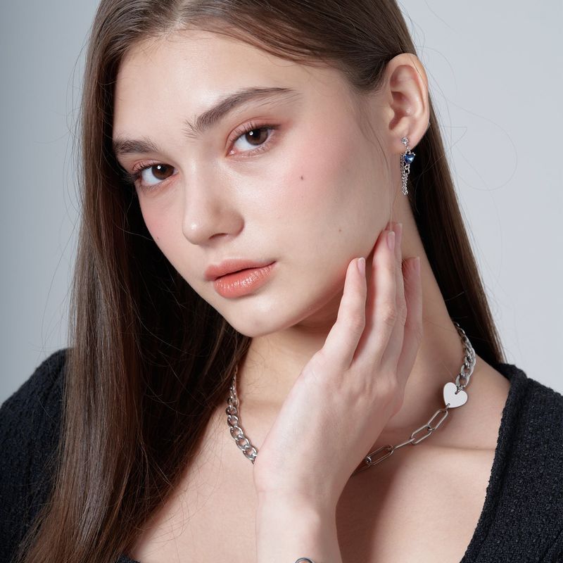 BLUE HEART JOIN EARRING