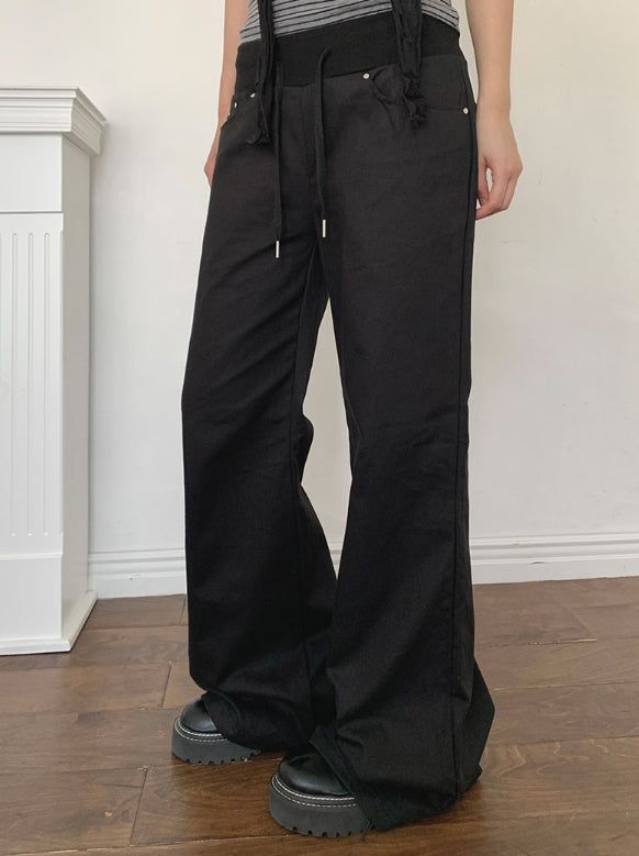 T-Shion Rivet Pocket Banding Bootcut Pants