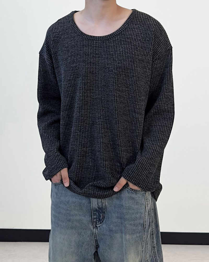 Hug Oversized Ribbed U-Neck Knit