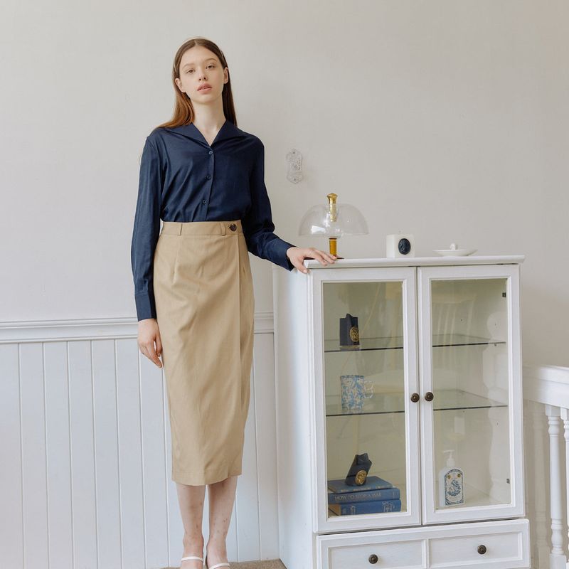 コットンラップスカート / COTTON WRAP SKIRT_BEIGE