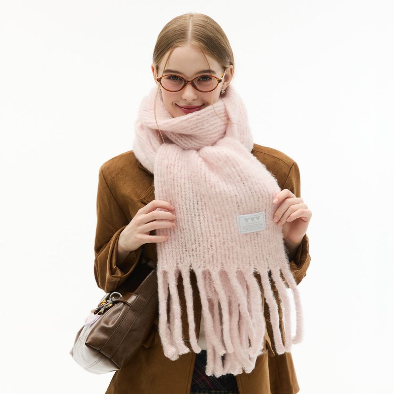 Basic Knit Big muffler_ Pink