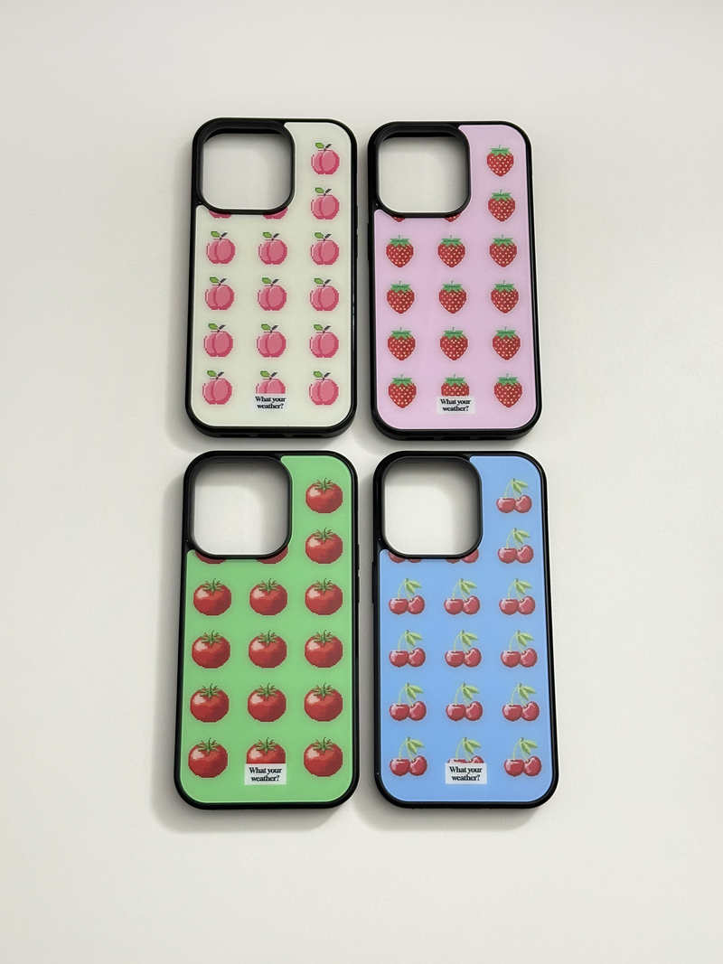 fruit tetris glass bumper case-peach