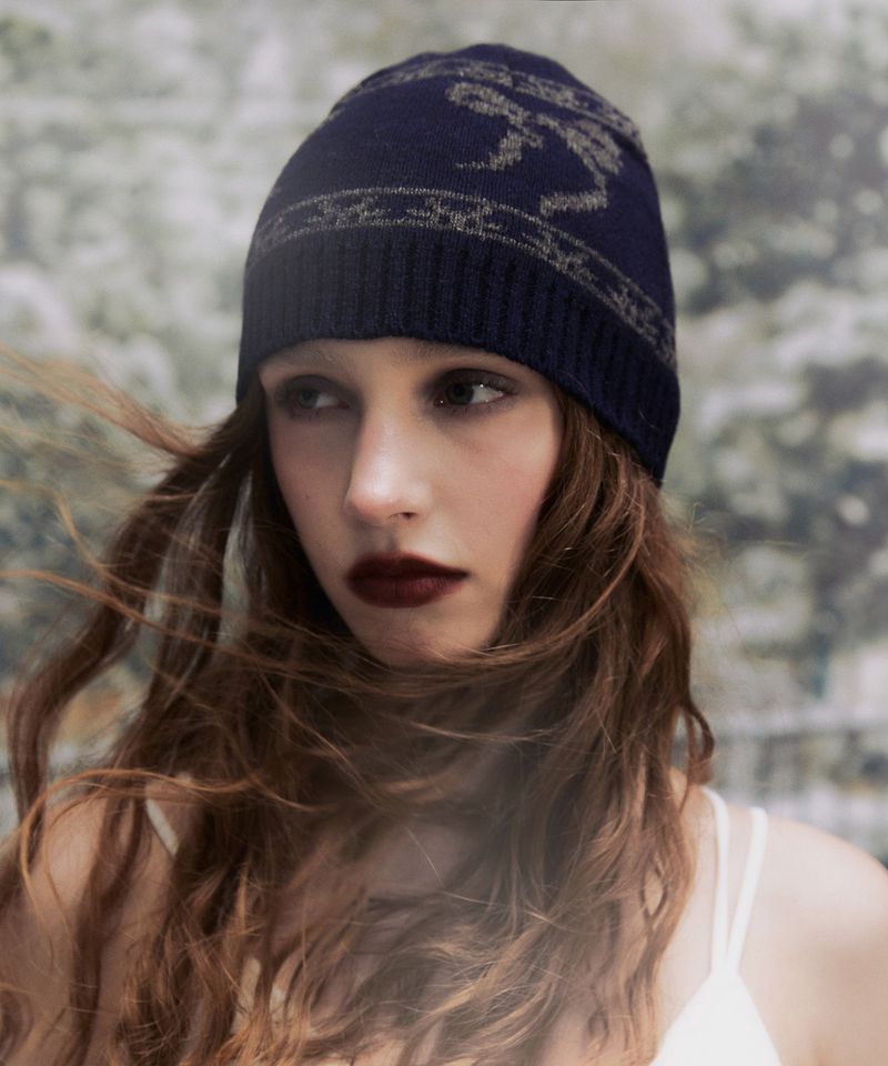 NOTKNOWING(ノットノーイング)の「Ribbon JQD Beanie (NAVY)(Hats)」