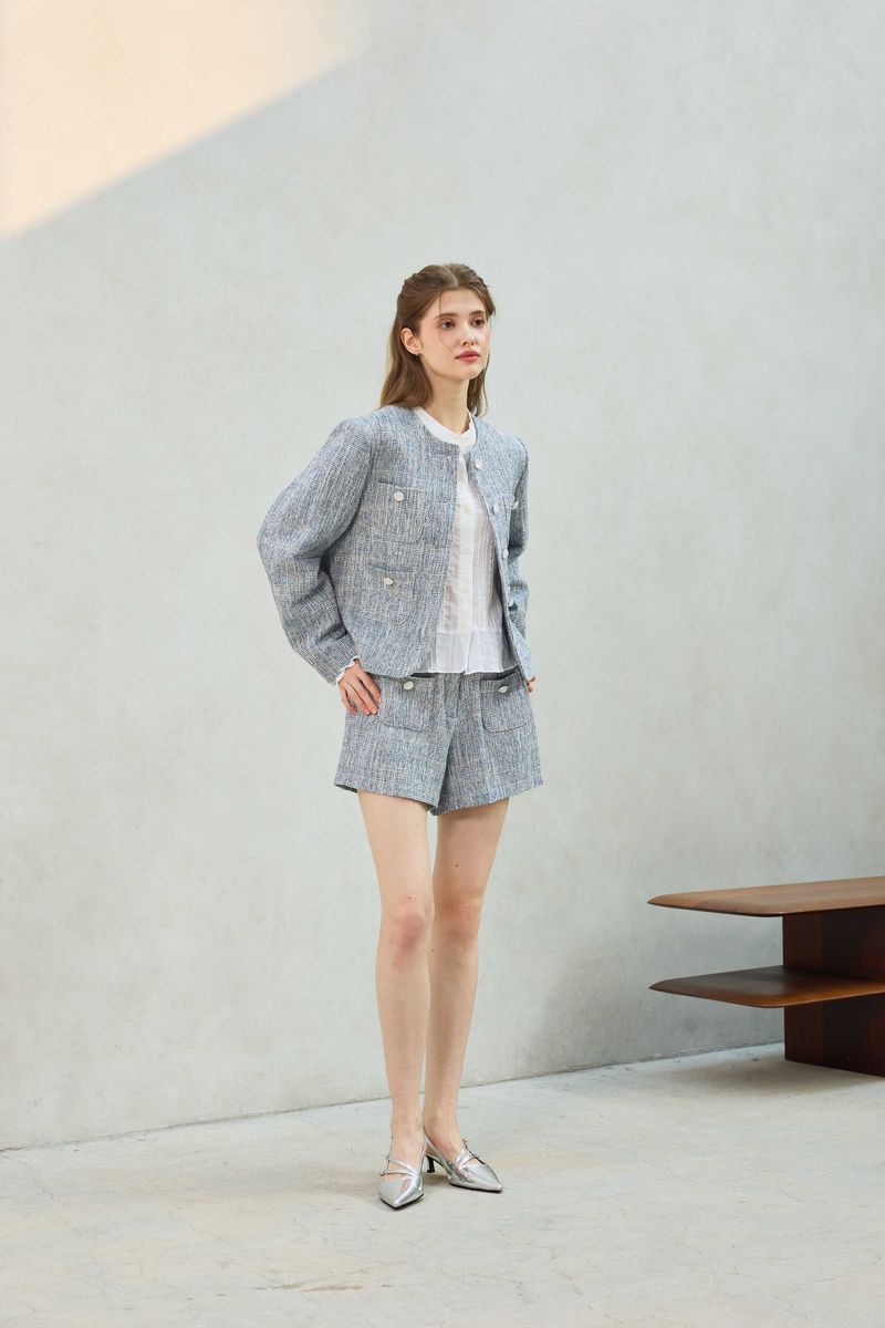 CHERISH TWEED SHORTS PANTS / SKY BLUE