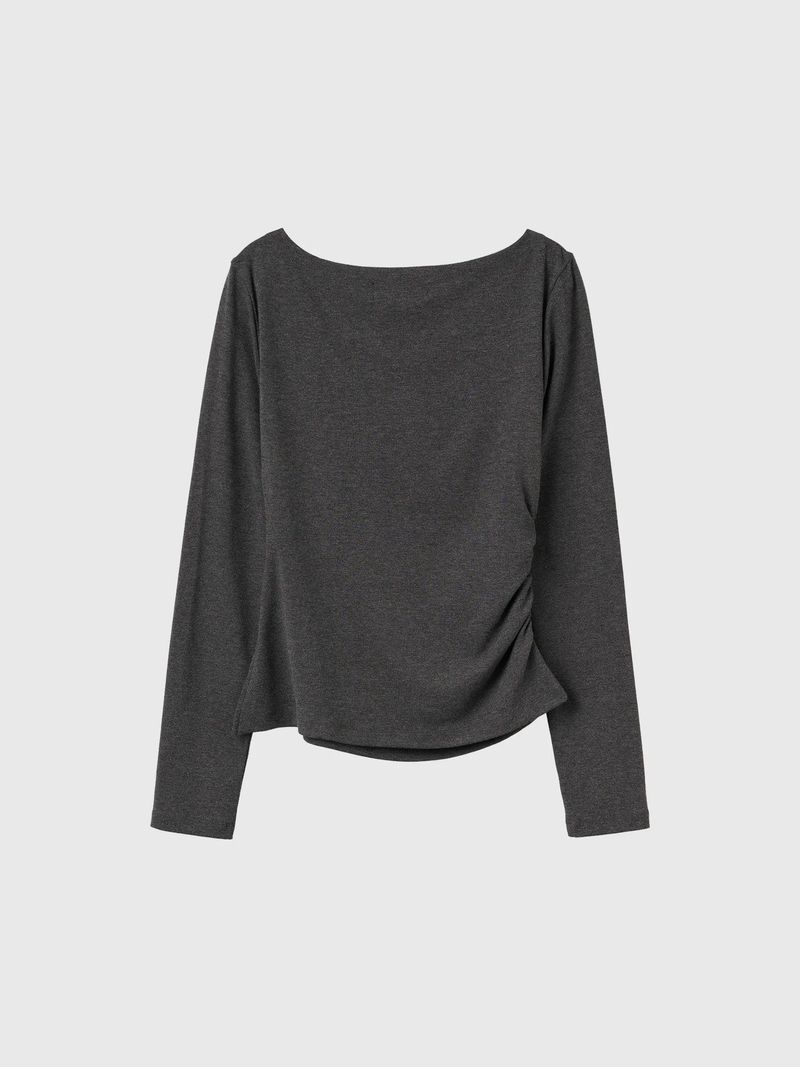 DRAPE SHIRRING LONG SLEEVE T-SHIRT