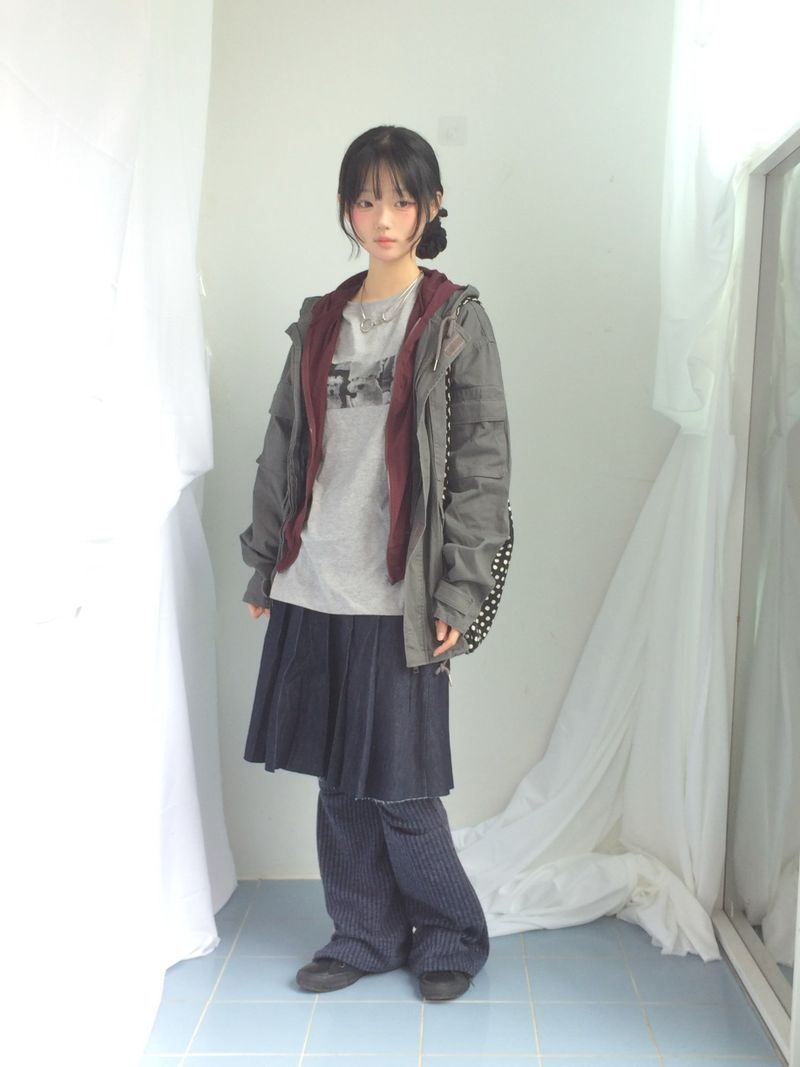 Stripe bootcut banding pants