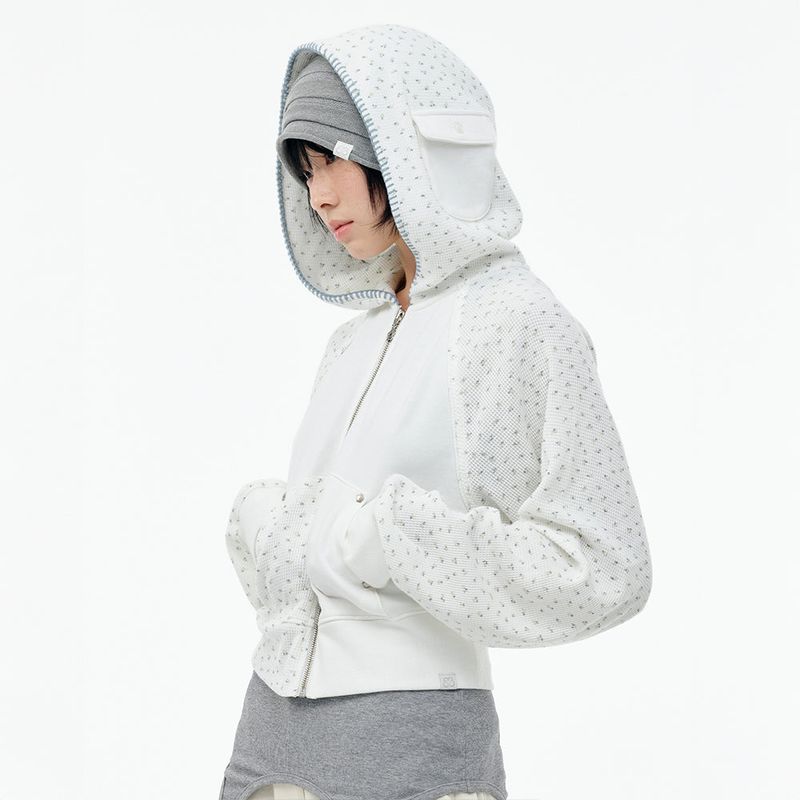 TUOMIO（トゥオミオ）の「FLOWER WAFFLE HOOD ZIP-UP [IVORY]（Jackets/Outerwear）」