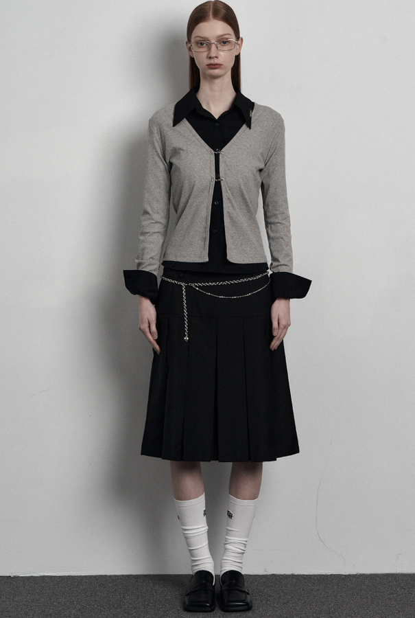 mnem（ムネム）の「[mnem]ループプリーツミディスカート (black)（スカート）」