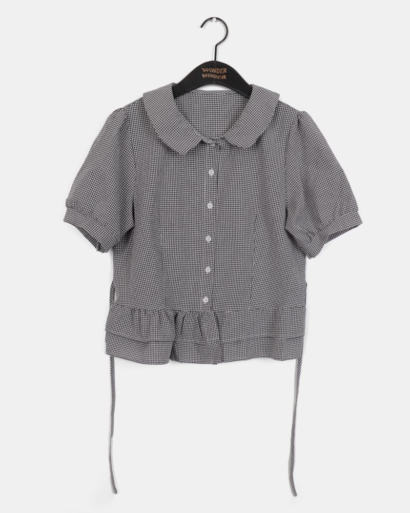 Saon Round Collar Frill Puff Blouse