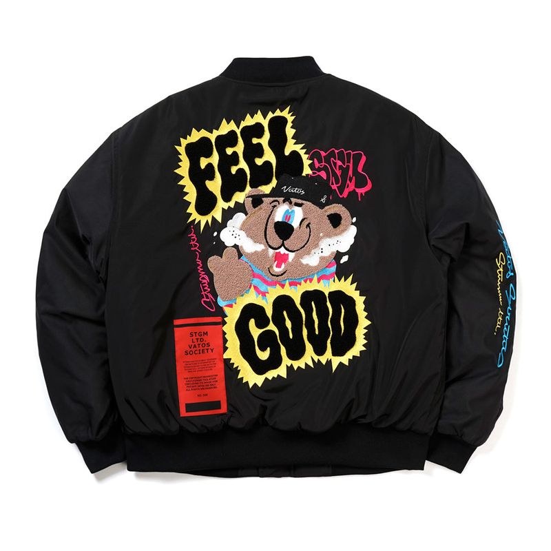 21 BEAR OVERSIZED MA-1 JACKET BLUE GREY