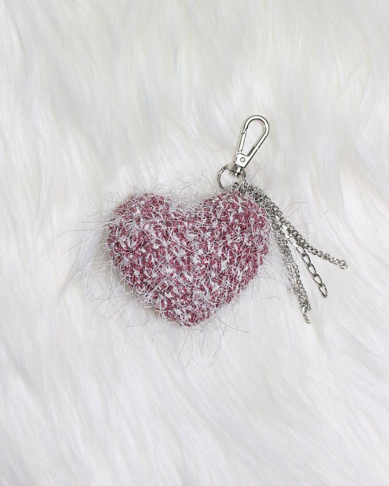 cupid heart keyring (fluffy pink)