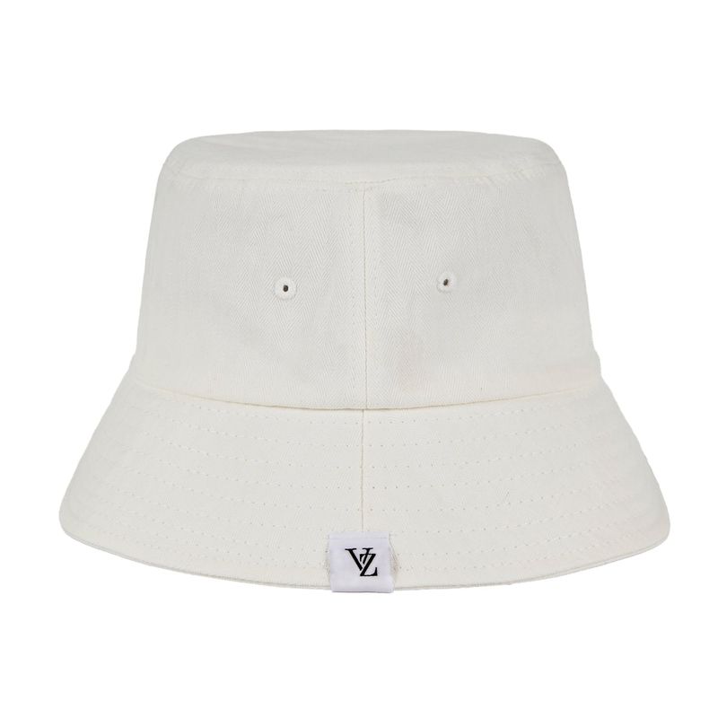Herringbone label bucket hat WHITE