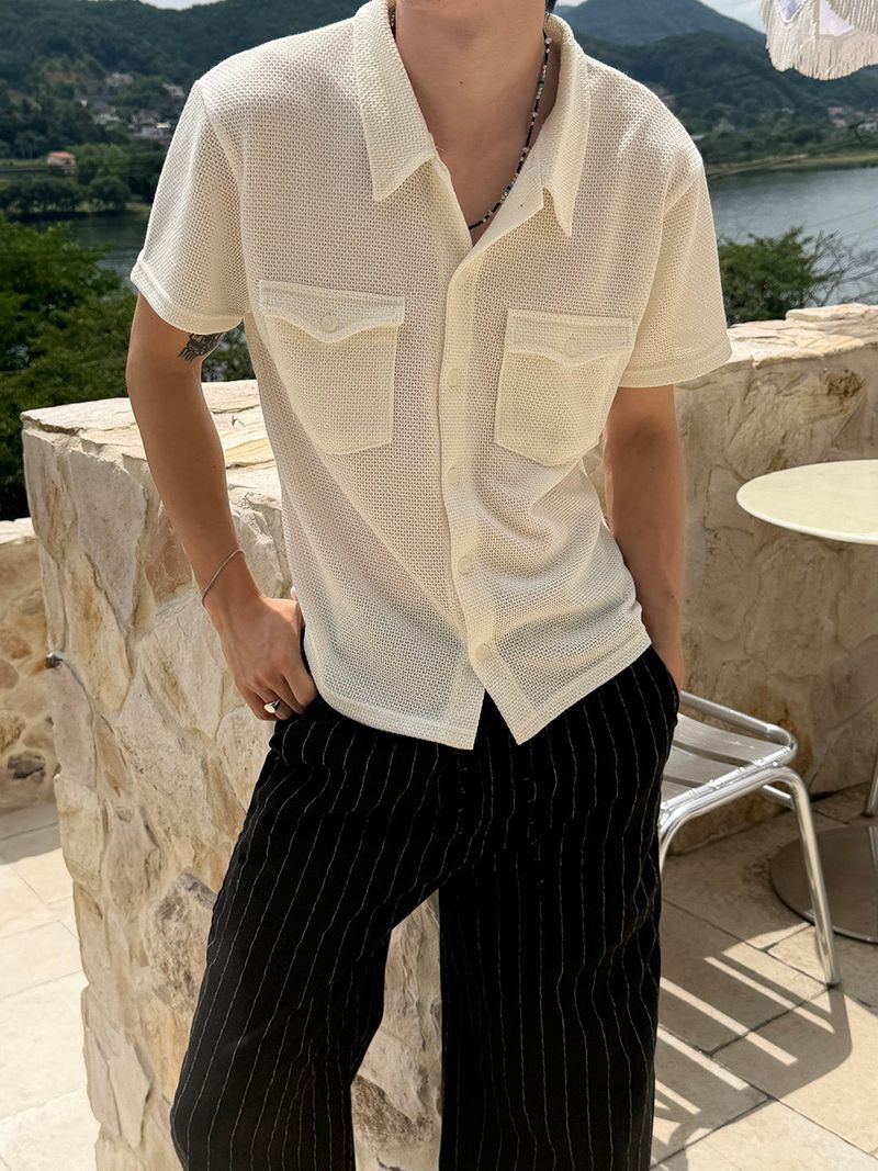 LAURANT(ロラン)の「Summer waffle open collar shirts(3color)(Tops)」