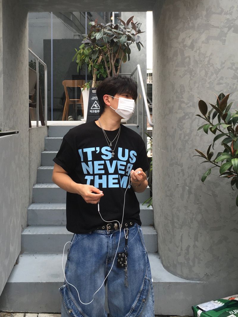 Skelader cargo denim pants (light blue)