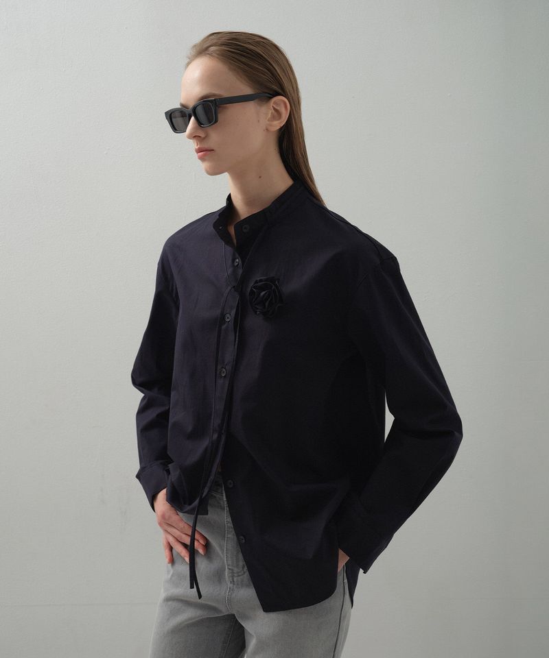 Brooch Convertible Shirt_Navy