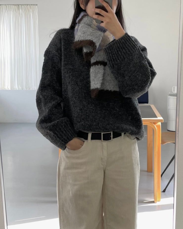 Phyton Mohair Wool Stripe Muffler 4C