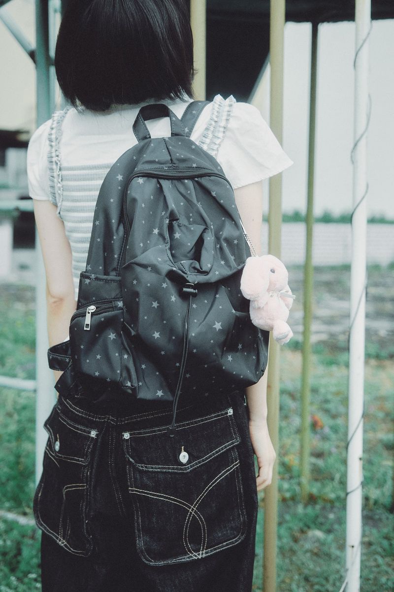 STAR SHIRRING BACK PACK BLACK