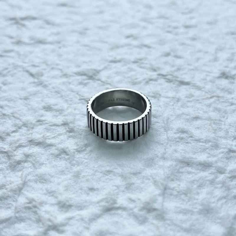 Vertical Engraved Wide Ring
