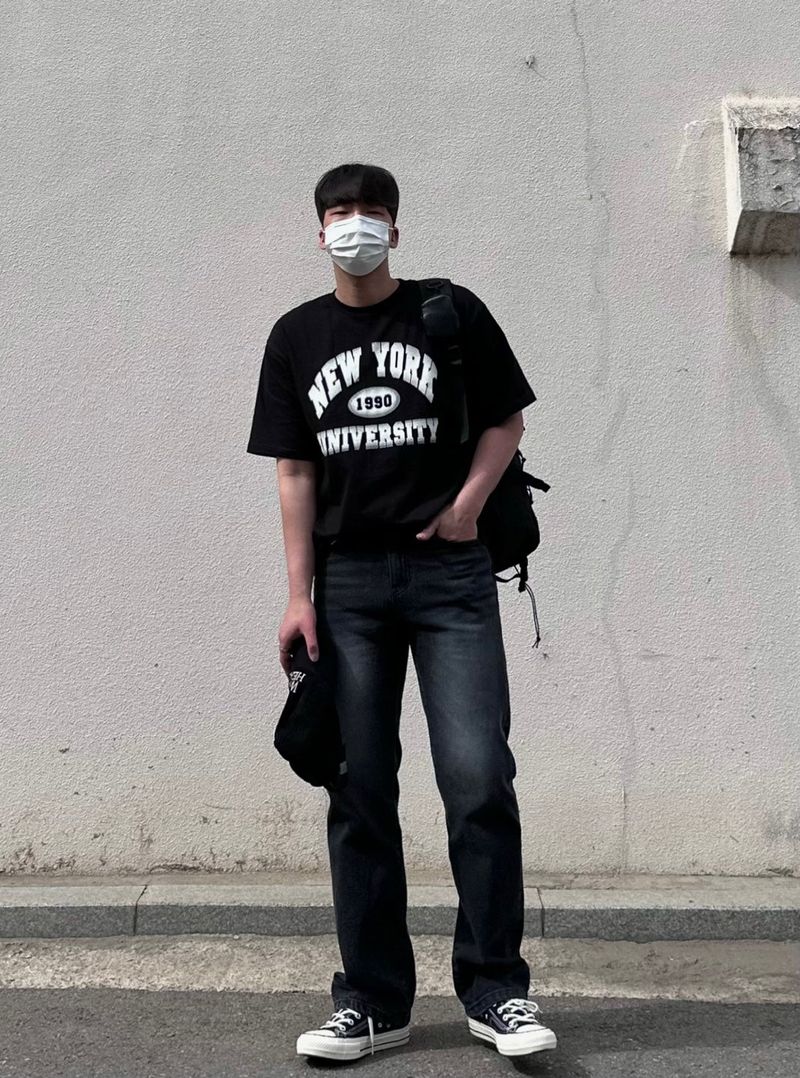 NEVER MUTE SEMI BLACK DENIM PANTS(S~XL)