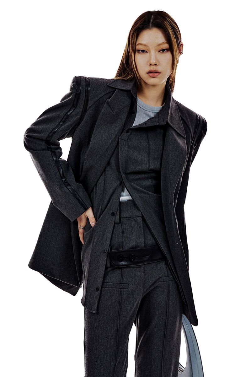 LEATHER LINE TAILORED JACKET