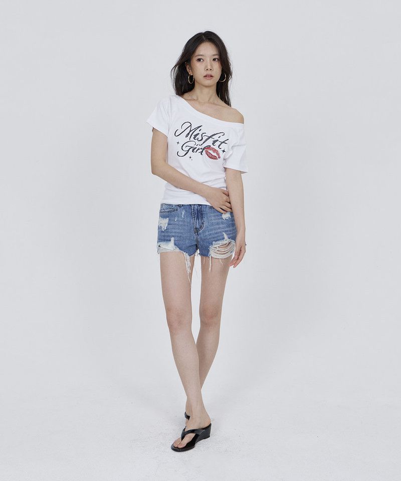 CONY VINTAGE DESTROYED DENIM SHORTS