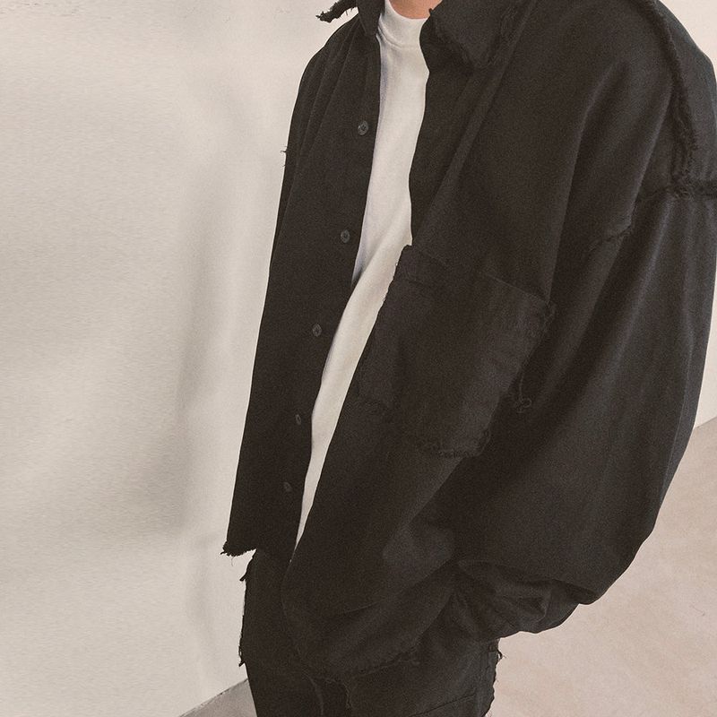 grunge plain shirt_black