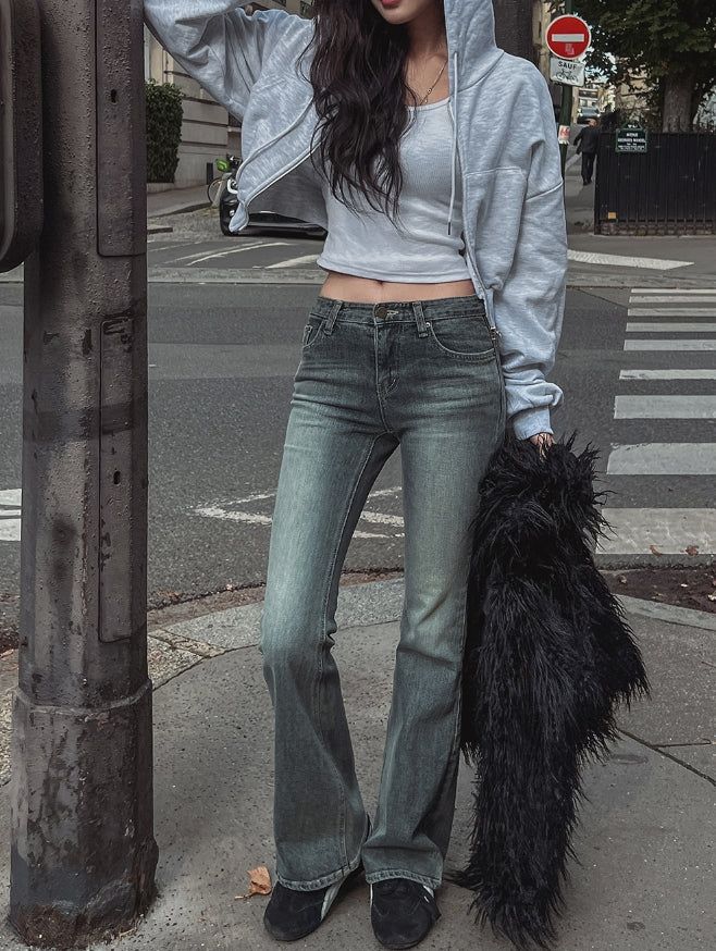 Eni slim half-low bootcut pants