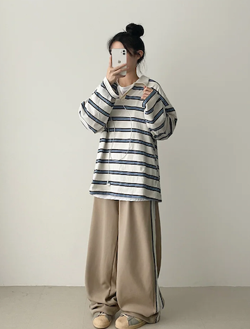 Enz Side Track Line Wide Pants
