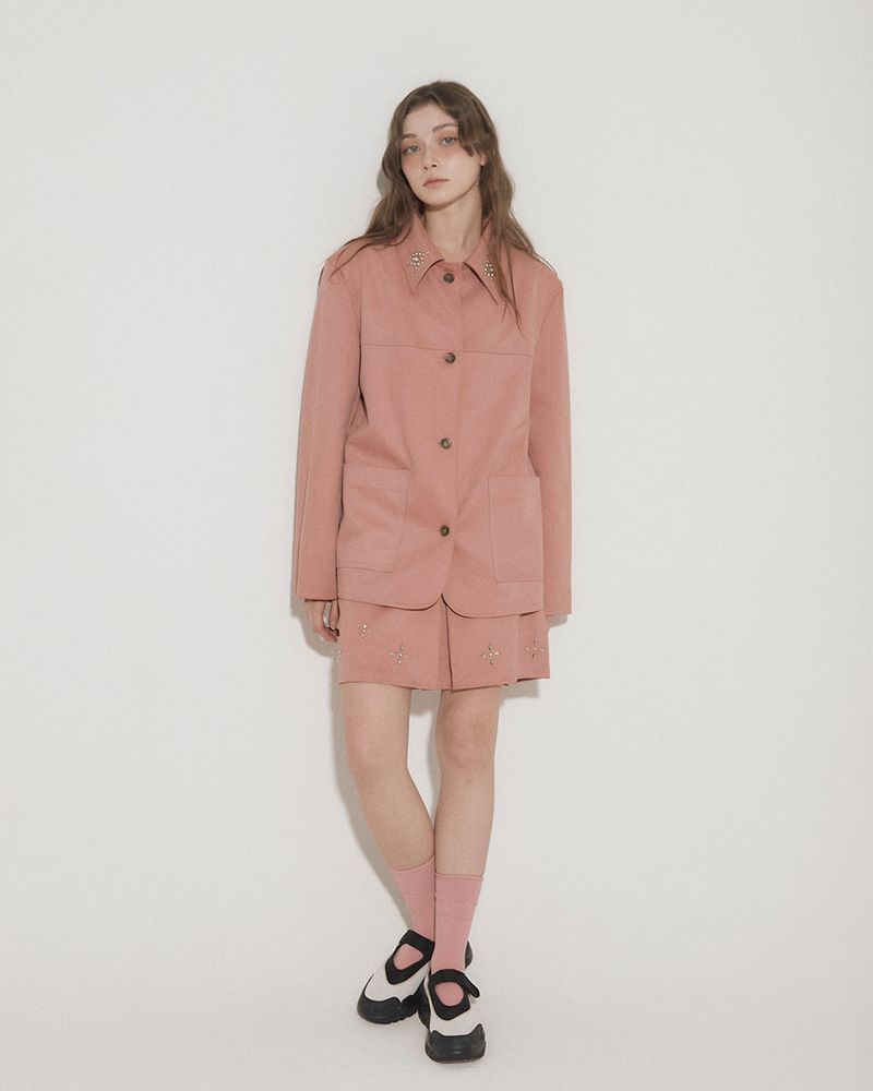 FAUX SUEDE STUDS JACKET [PINK]