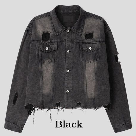 Kuden damage crop denim jacket