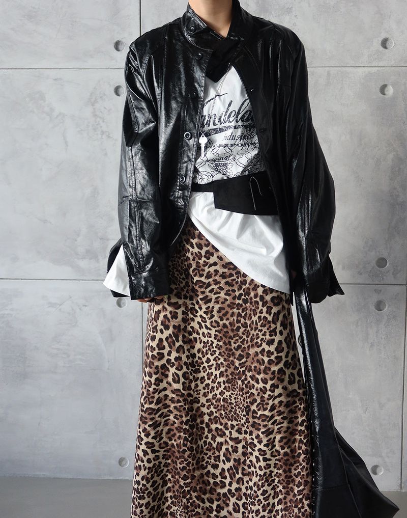 leopard leopard print maxi long skirt