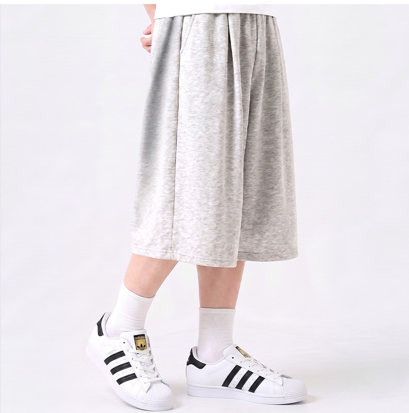 Balloon Curved Side Tuck Bermuda Pants Melange