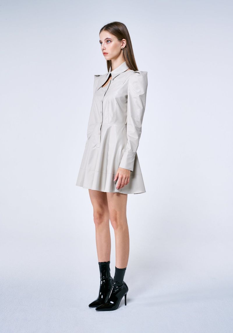 VEGAN LEATHER FLARED DRESS