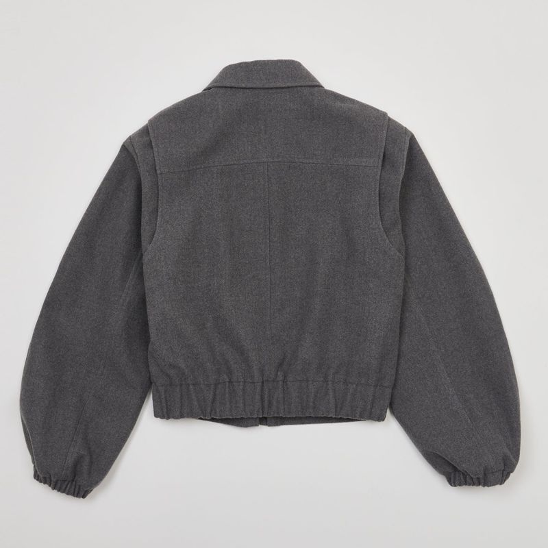 TWO WAY ZIP-UP CROP BLOUSON GRAY