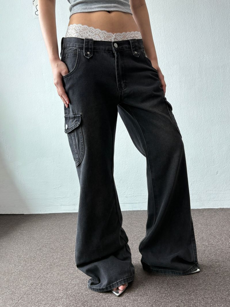 Semi Heart Side Cargo Loose Bootcut Pants 3color