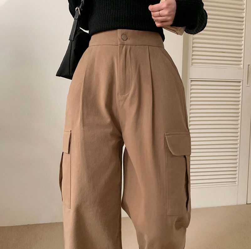 [BELLIDE MADE] suede pocket wide cargo pants